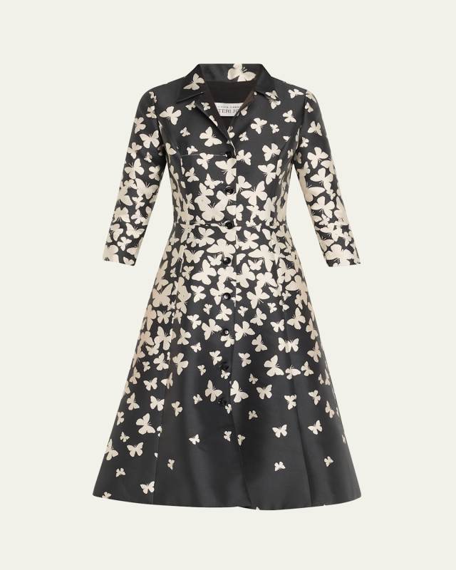 Butterfly Mikado Midi Shirtdress
